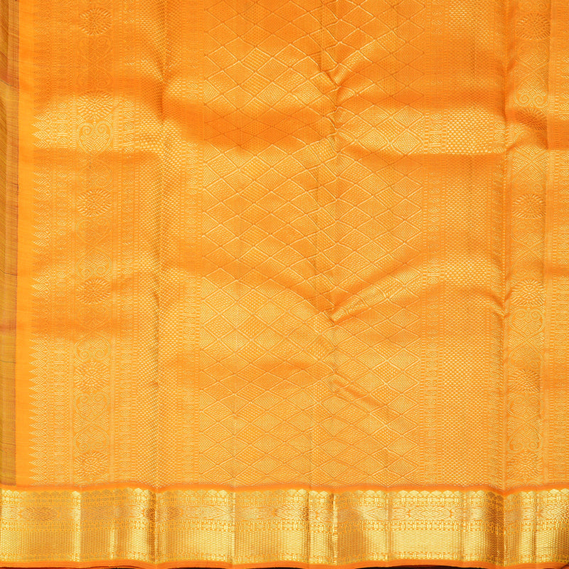 Hayagrivas Handloom Kanchana Brown Kanjivaram Silk Saree with Orange Border KBF732G6-1