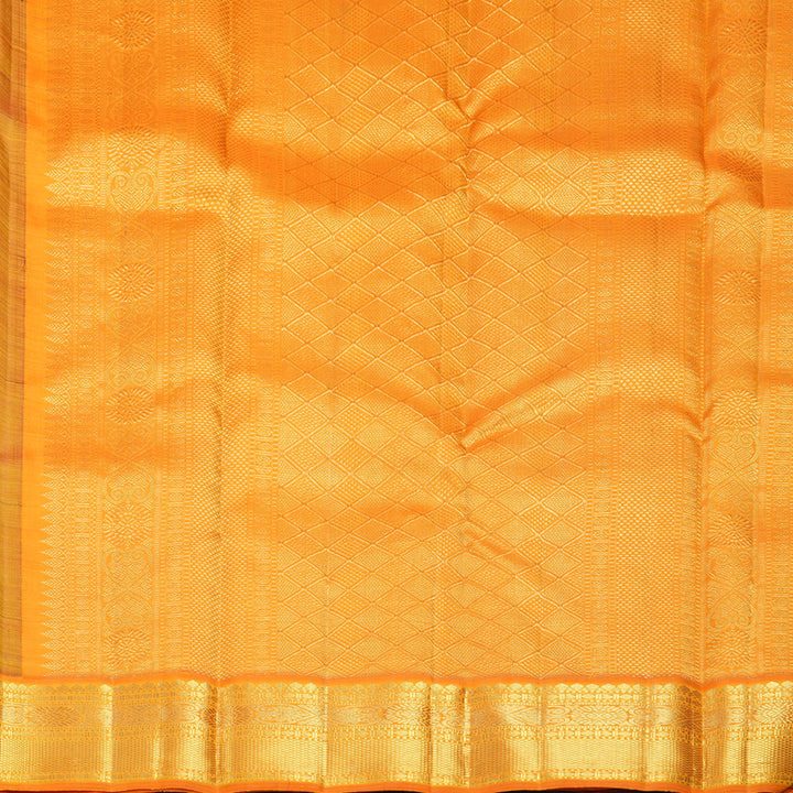 Hayagrivas Handloom Kanchana Brown Kanjivaram Silk Saree with Orange Border KBF732G6-1
