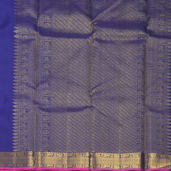 Hayagrivas Handloom Dark Blue Kanjivaram Silk Saree KBF734G2-2