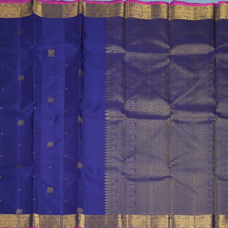 Hayagrivas Handloom Dark Blue Kanjivaram Silk Saree KBF734G2-2