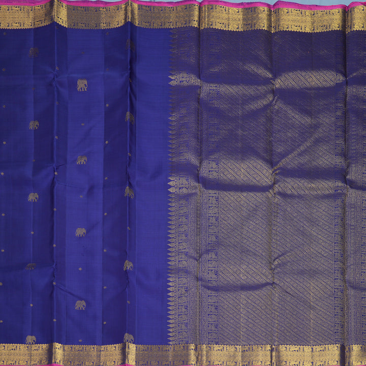 Hayagrivas Handloom Dark Blue Kanjivaram Silk Saree KBF734G2-2