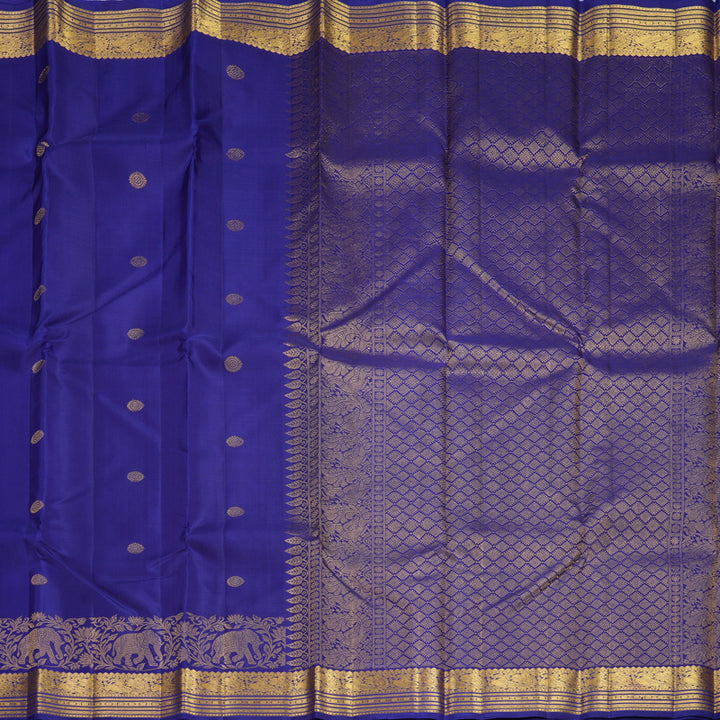 Hayagrivas Handloom Dark Blue Kanjivaram Silk Saree KBF734G3-1