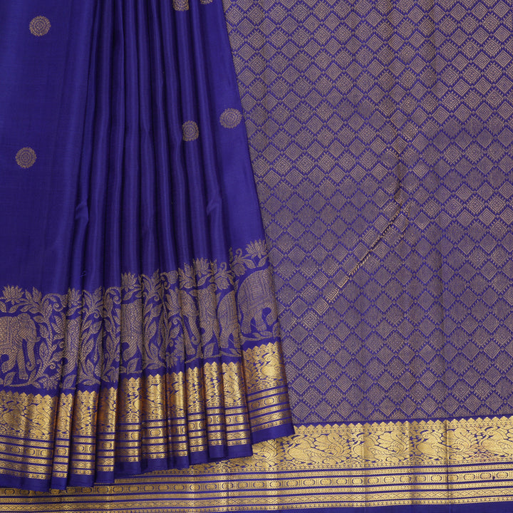 Hayagrivas Handloom Dark Blue Kanjivaram Silk Saree KBF734G3-1