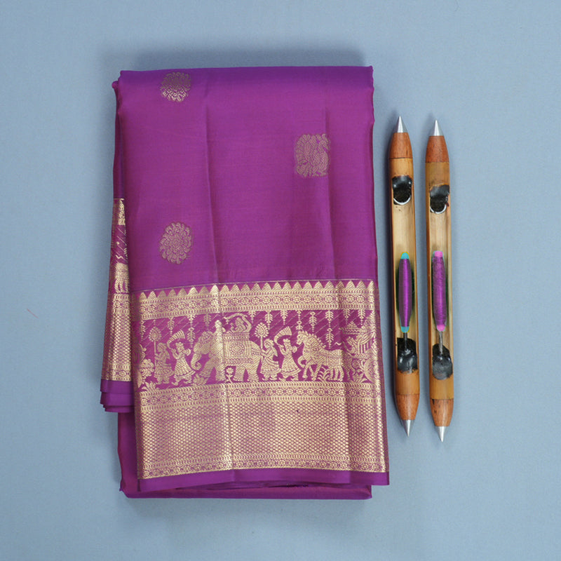 Hayagrivas Handloom Purple Kanjivaram Silk Saree KBF735G1-3