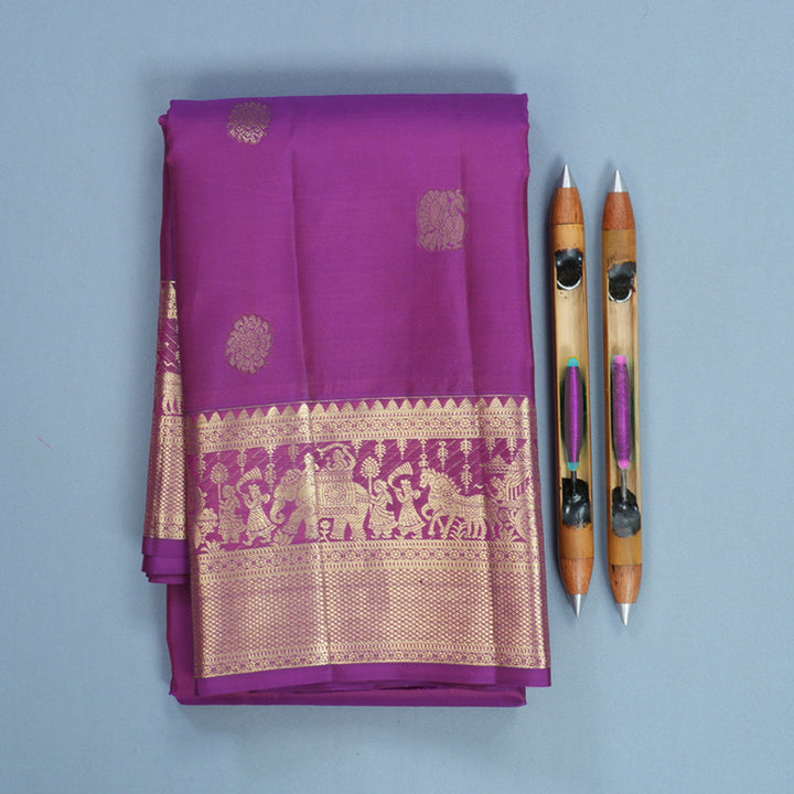 Hayagrivas Handloom Purple Kanjivaram Silk Saree KBF735G1-3