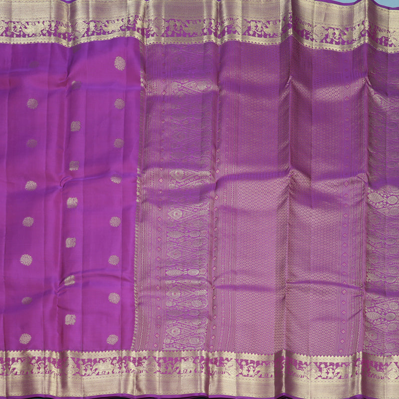 Hayagrivas Handloom Purple Kanjivaram Silk Saree KBF735G1-3