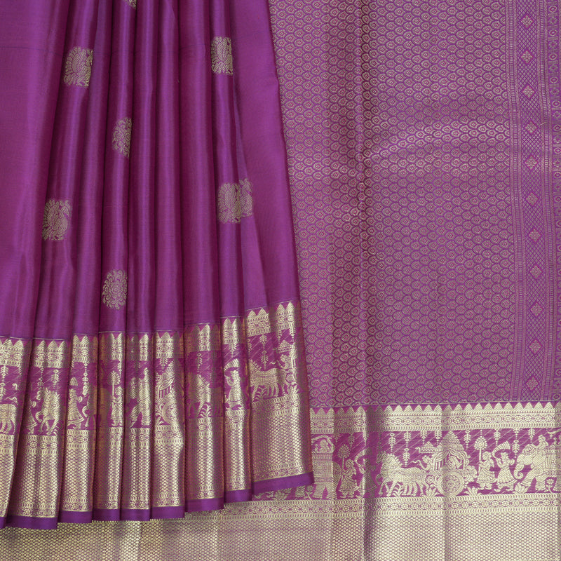 Hayagrivas Handloom Purple Kanjivaram Silk Saree KBF735G1-3