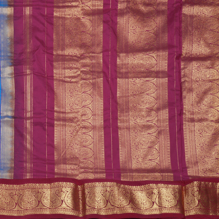 Hayagrivas Handloom Sky Blue Ten Yards Silk Saree KBF736G1-1