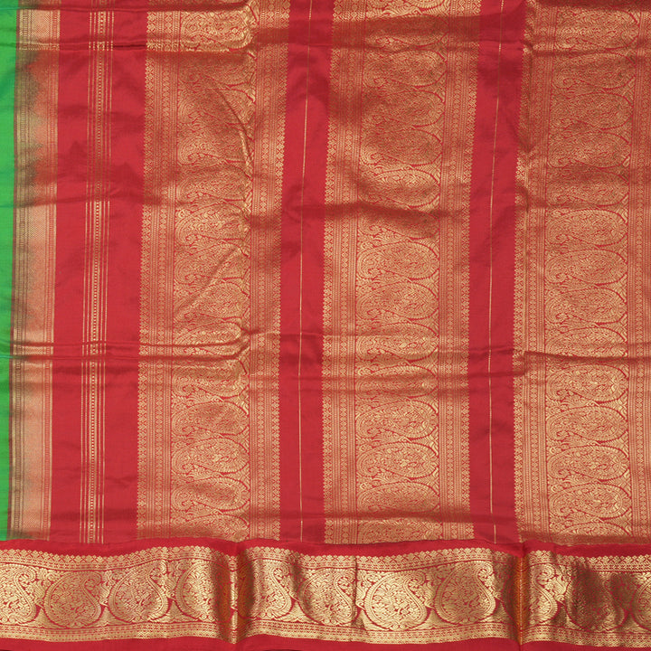 Hayagrivas Handloom Meenakshi Green Ten Yards Silk Saree KBF736G1-10