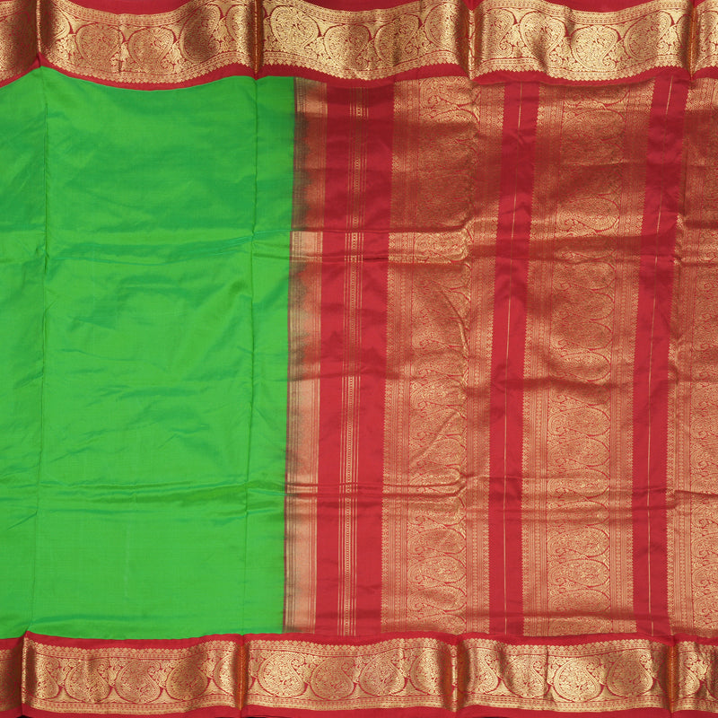 Hayagrivas Handloom Meenakshi Green Ten Yards Silk Saree KBF736G1-10