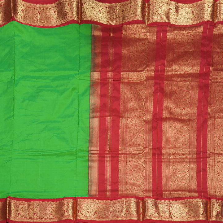 Hayagrivas Handloom Meenakshi Green Ten Yards Silk Saree KBF736G1-10