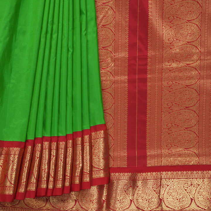 Hayagrivas Handloom Meenakshi Green Ten Yards Silk Saree KBF736G1-10