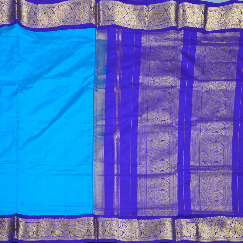 Hayagrivas Handloom Sky Blue Ten Yards Silk Saree KBF736G1-11