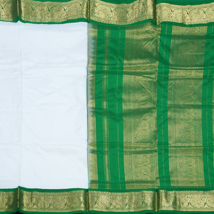 Hayagrivas Handloom White Ten Yards Silk Saree KBF736G1-13