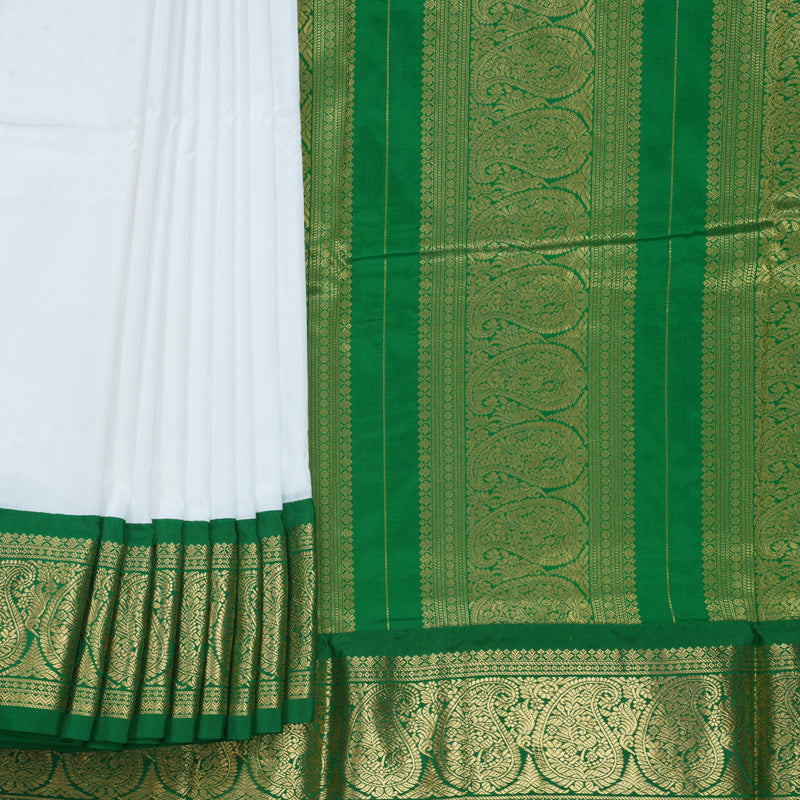 Hayagrivas Handloom White Ten Yards Silk Saree KBF736G1-13