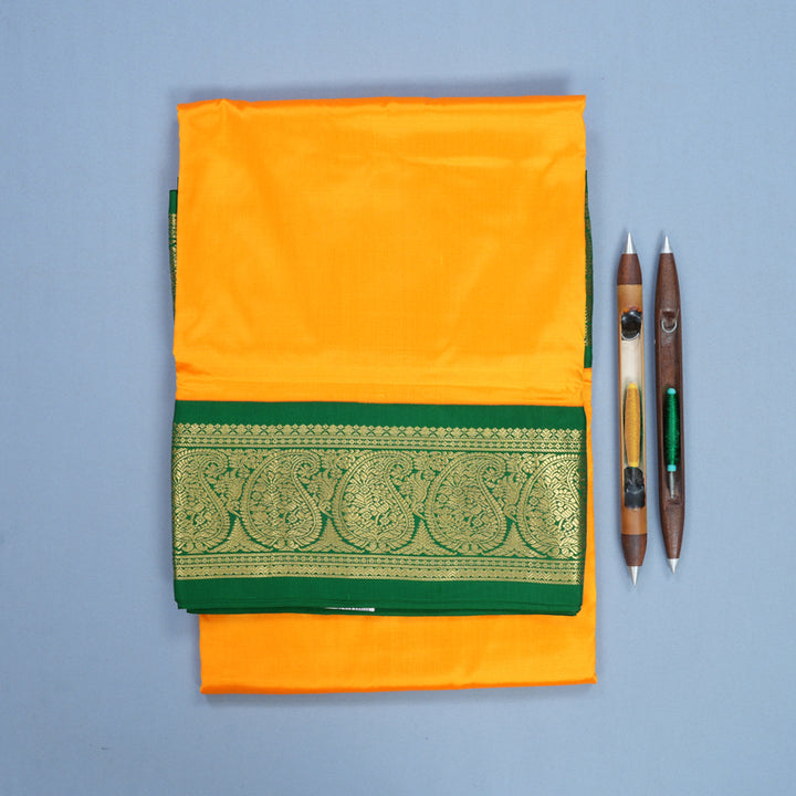 Hayagrivas Handloom Mambazham Yellow Ten Yards Silk Saree KBF736G1-3