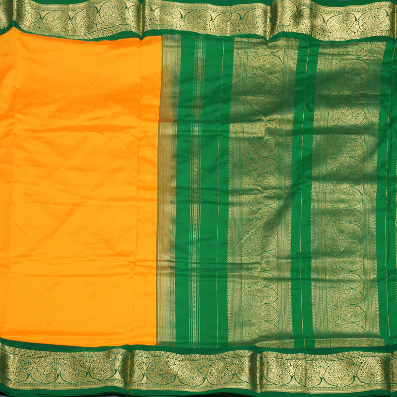 Hayagrivas Handloom Mambazham Yellow Ten Yards Silk Saree KBF736G1-3