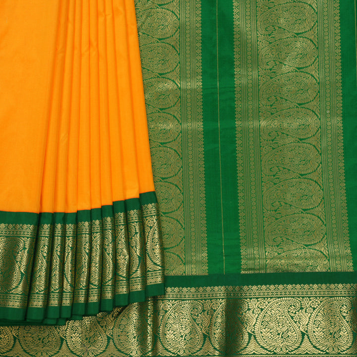 Hayagrivas Handloom Mambazham Yellow Ten Yards Silk Saree KBF736G1-3