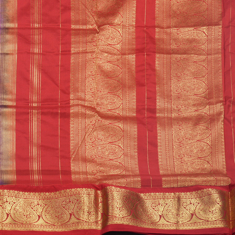 Hayagrivas Handloom Purplish-Blue Ten Yards Silk Saree KBF736G1-5