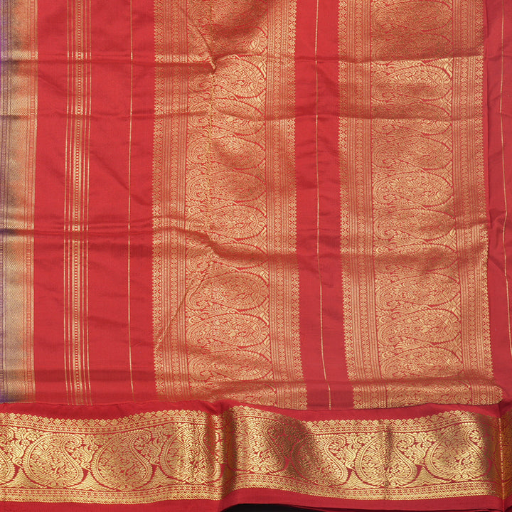 Hayagrivas Handloom Purplish-Blue Ten Yards Silk Saree KBF736G1-5
