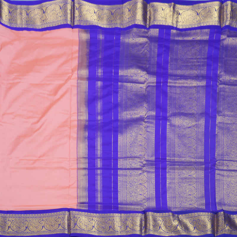 Hayagrivas Handloom Peach Pink Ten Yards Silk Saree KBF736G1-8