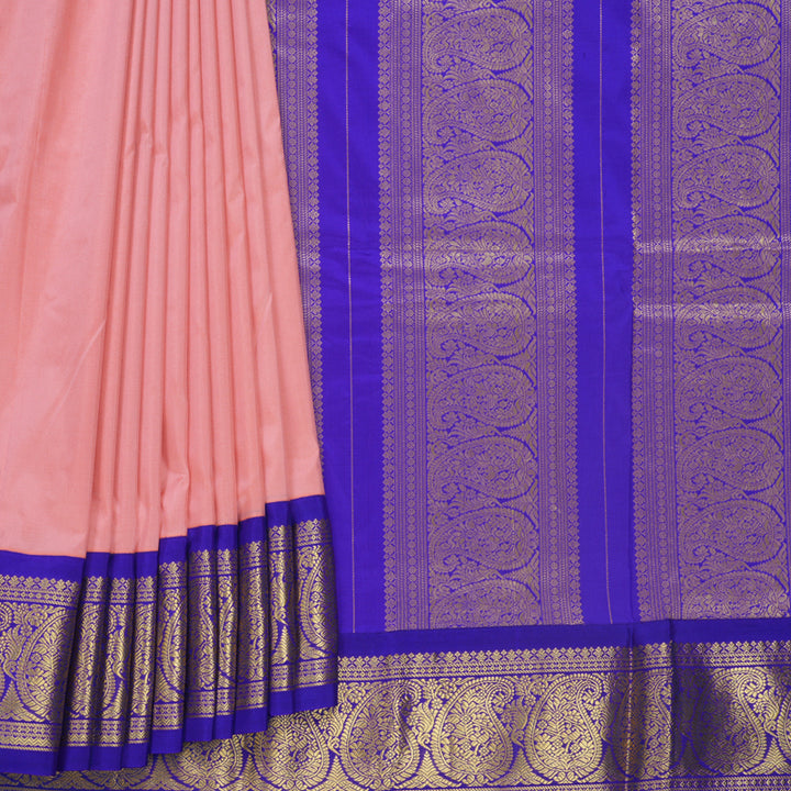 Hayagrivas Handloom Peach Pink Ten Yards Silk Saree KBF736G1-8