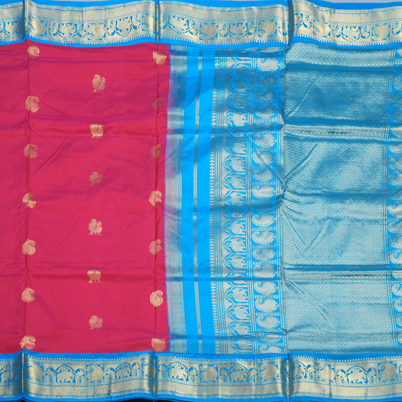 Hayagrivas Handloom Dark Pink Ten Yards Silk Saree KBF736G2-12