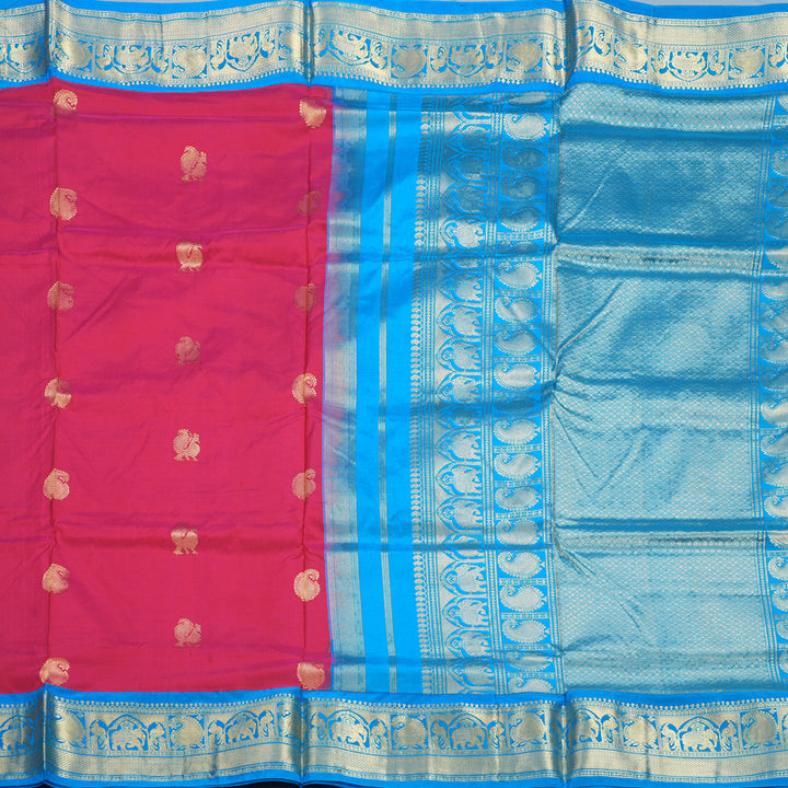 Hayagrivas Handloom Dark Pink Ten Yards Silk Saree KBF736G2-12
