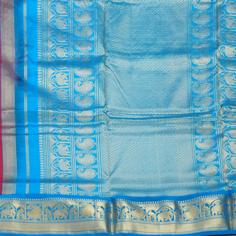 Hayagrivas Handloom Maroonish Pink Ten Yards Silk Saree KBF736G2-16
