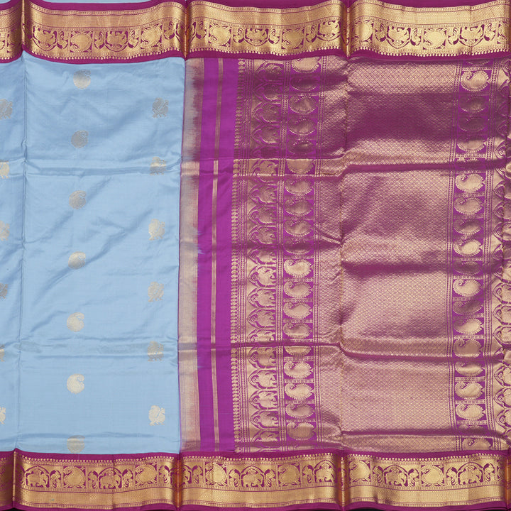 Hayagrivas Handloom Grey Ten Yards Silk Saree KBF736G2-8