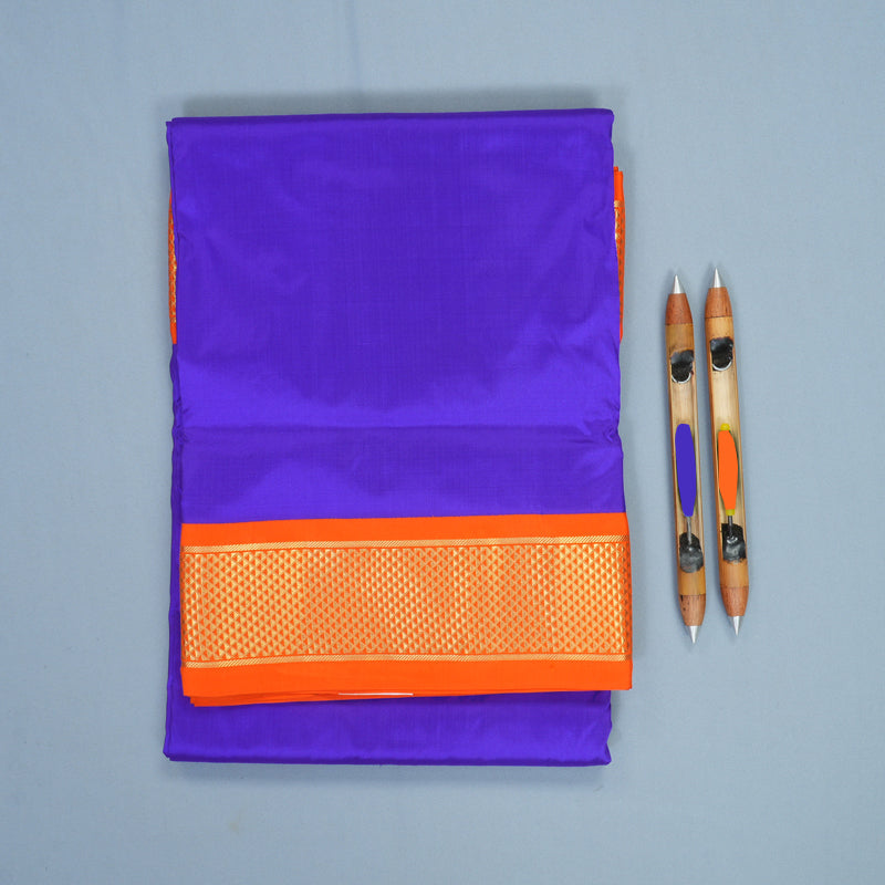 Hayagrivas Handloom MS Blue Ten Yards Silk Saree KBF736G3-15