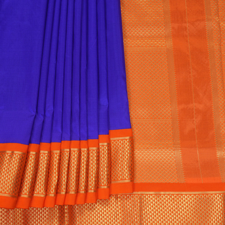 Hayagrivas Handloom MS Blue Ten Yards Silk Saree KBF736G3-15