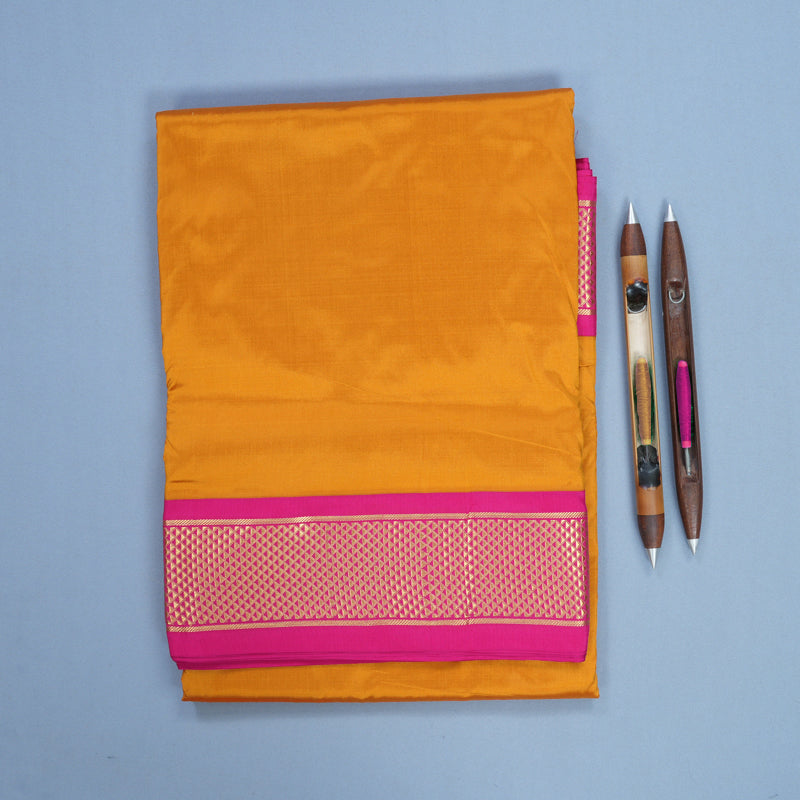 Hayagrivas Handloom Mustard Yellow Ten Yards Silk Saree KBF736G3-4
