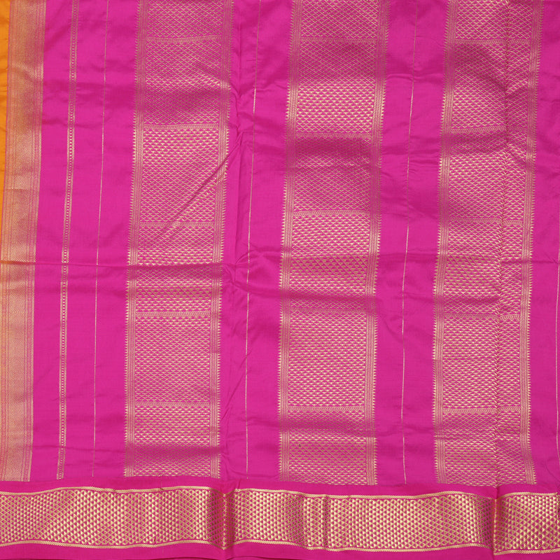 Hayagrivas Handloom Mustard Yellow Ten Yards Silk Saree KBF736G3-4