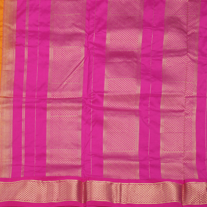 Hayagrivas Handloom Mustard Yellow Ten Yards Silk Saree KBF736G3-4