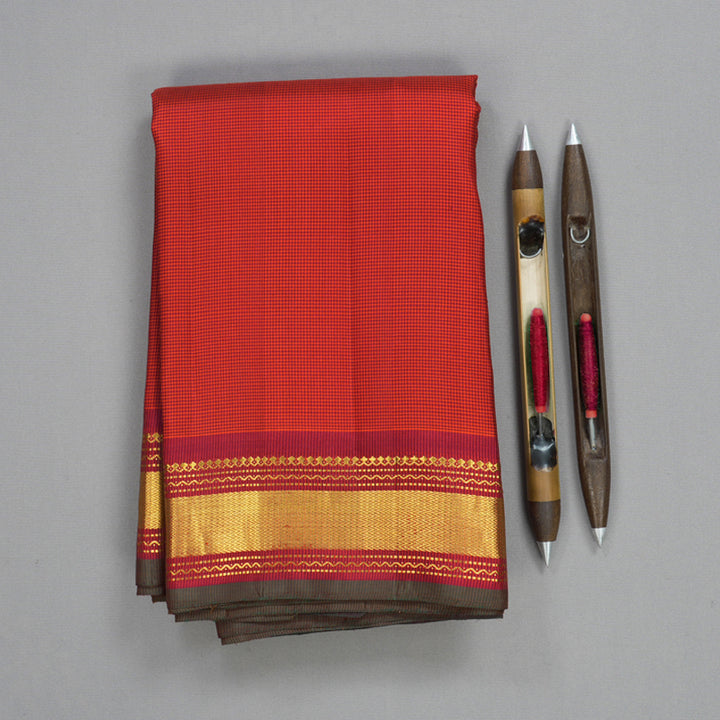 Hayagrivas Handloom Orange &amp; Red (Zasa Zasa Kattam) Kanjivaram Silk Saree KBF739G1-1