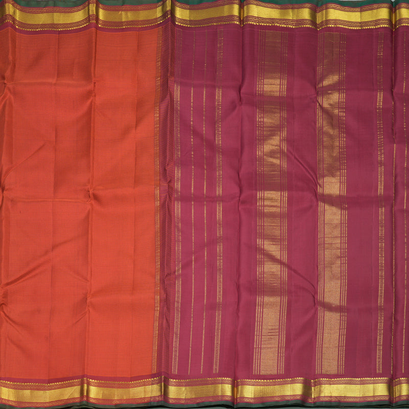 Hayagrivas Handloom Orange &amp; Red (Zasa Zasa Kattam) Kanjivaram Silk Saree KBF739G1-1