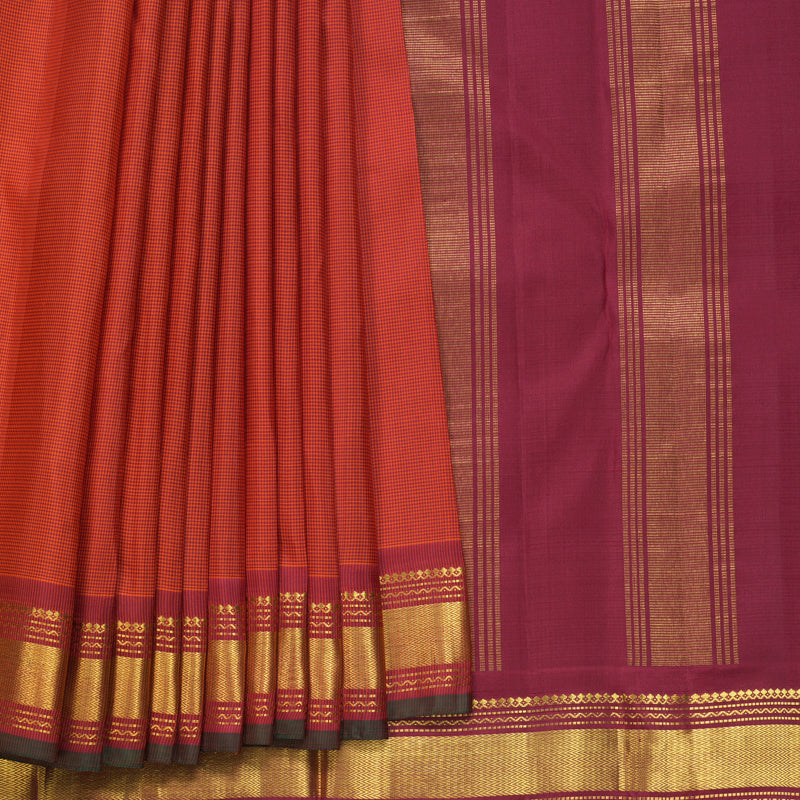 Hayagrivas Handloom Orange &amp; Red (Zasa Zasa Kattam) Kanjivaram Silk Saree KBF739G1-1