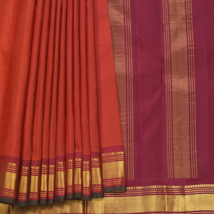 Hayagrivas Handloom Orange &amp; Red (Zasa Zasa Kattam) Kanjivaram Silk Saree KBF739G1-1
