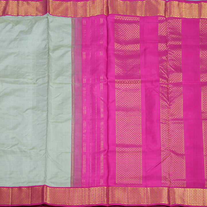 Hayagrivas Handloom Powder Green Ten Yards Silk Saree KBF739G11-1