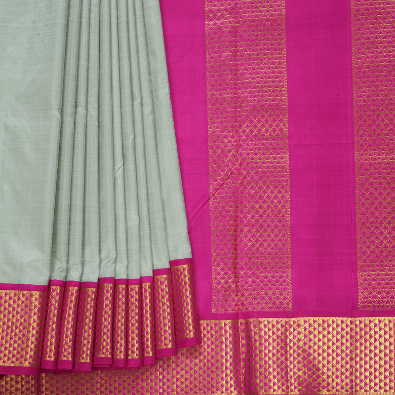 Hayagrivas Handloom Powder Green Ten Yards Silk Saree KBF739G11-1
