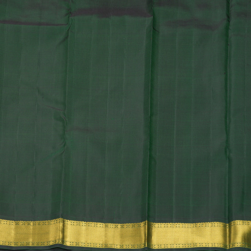 Hayagrivas Handloom Golden Mustard Kanjivaram Silk Saree with Bottle Green Border KBF739G2-1