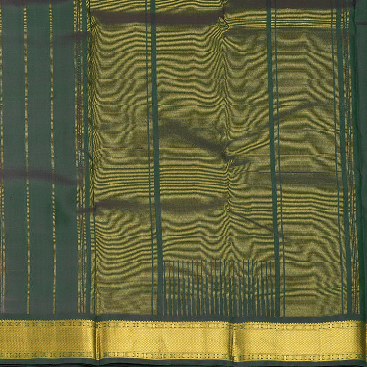Hayagrivas Handloom Golden Mustard Kanjivaram Silk Saree with Bottle Green Border KBF739G2-1