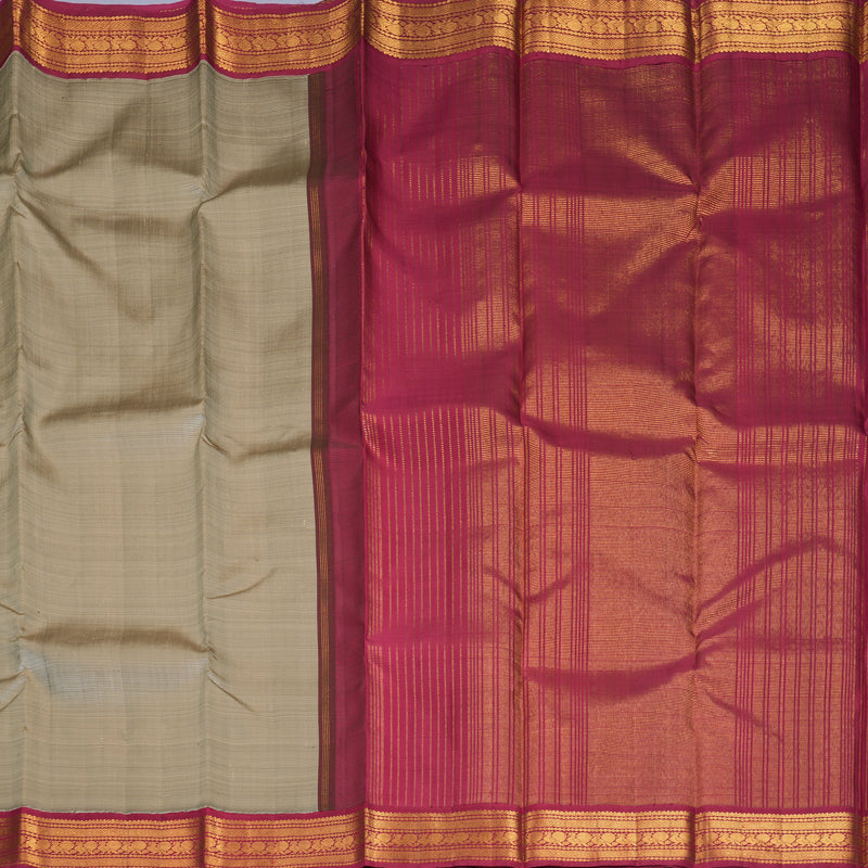 Hayagrivas Handloom Elephant Grey Kanjivaram Silk Saree with Maroon Border KBF739G2-5
