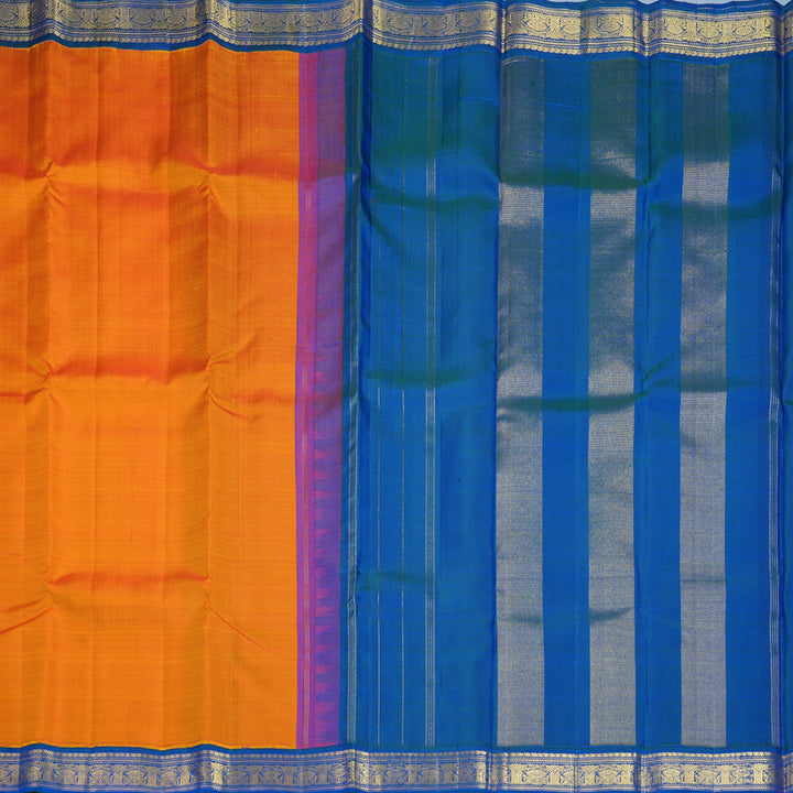 Hayagrivas Handloom Mambazham Orange Kanjivaram Silk Saree with Mayilkazhuthu Border KBF739G2-9