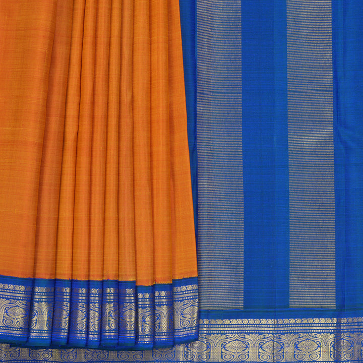 Hayagrivas Handloom Mambazham Orange Kanjivaram Silk Saree with Mayilkazhuthu Border KBF739G2-9