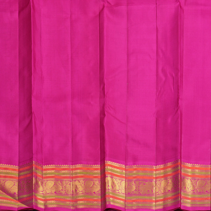Hayagrivas Handloom Brinjal Purple Kanjivaram Silk Saree with Pink Border KBF739G4-1