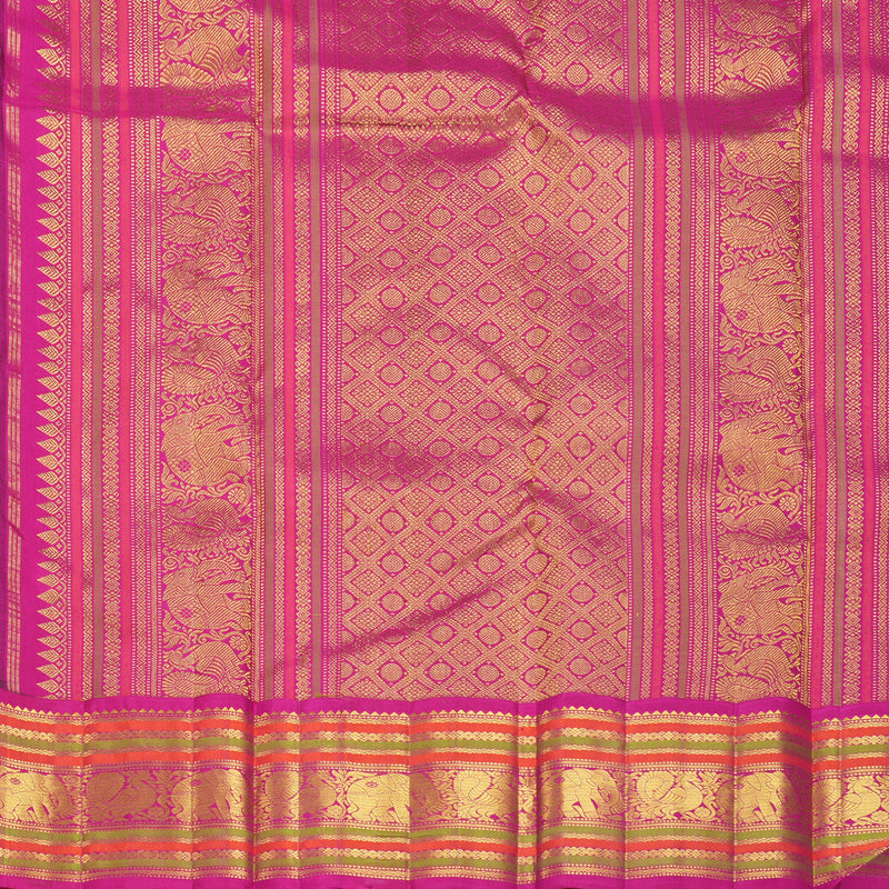 Hayagrivas Handloom Brinjal Purple Kanjivaram Silk Saree with Pink Border KBF739G4-1