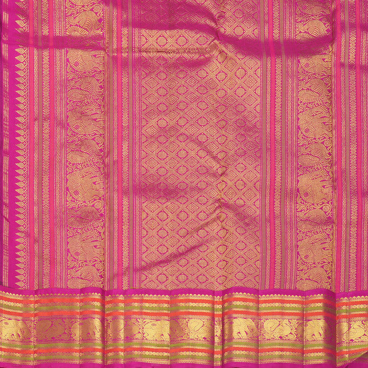 Hayagrivas Handloom Brinjal Purple Kanjivaram Silk Saree with Pink Border KBF739G4-1