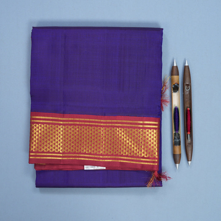 Hayagrivas Handloom Ink Blue Ten Yards Silk Saree KBF739G5-4